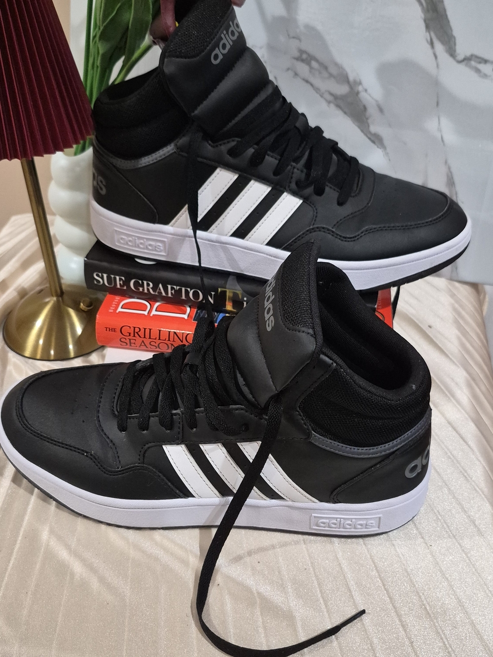 Adidas Men’s Black & White Mid-Top Sneakers
